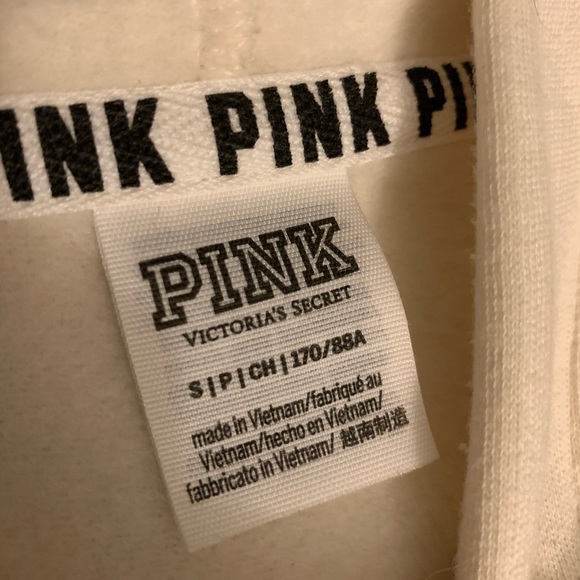 PINK Victoria’s Secret monochrome crop velvet lace up sleeve hoodie sweatshirt - Picture 9 of 10